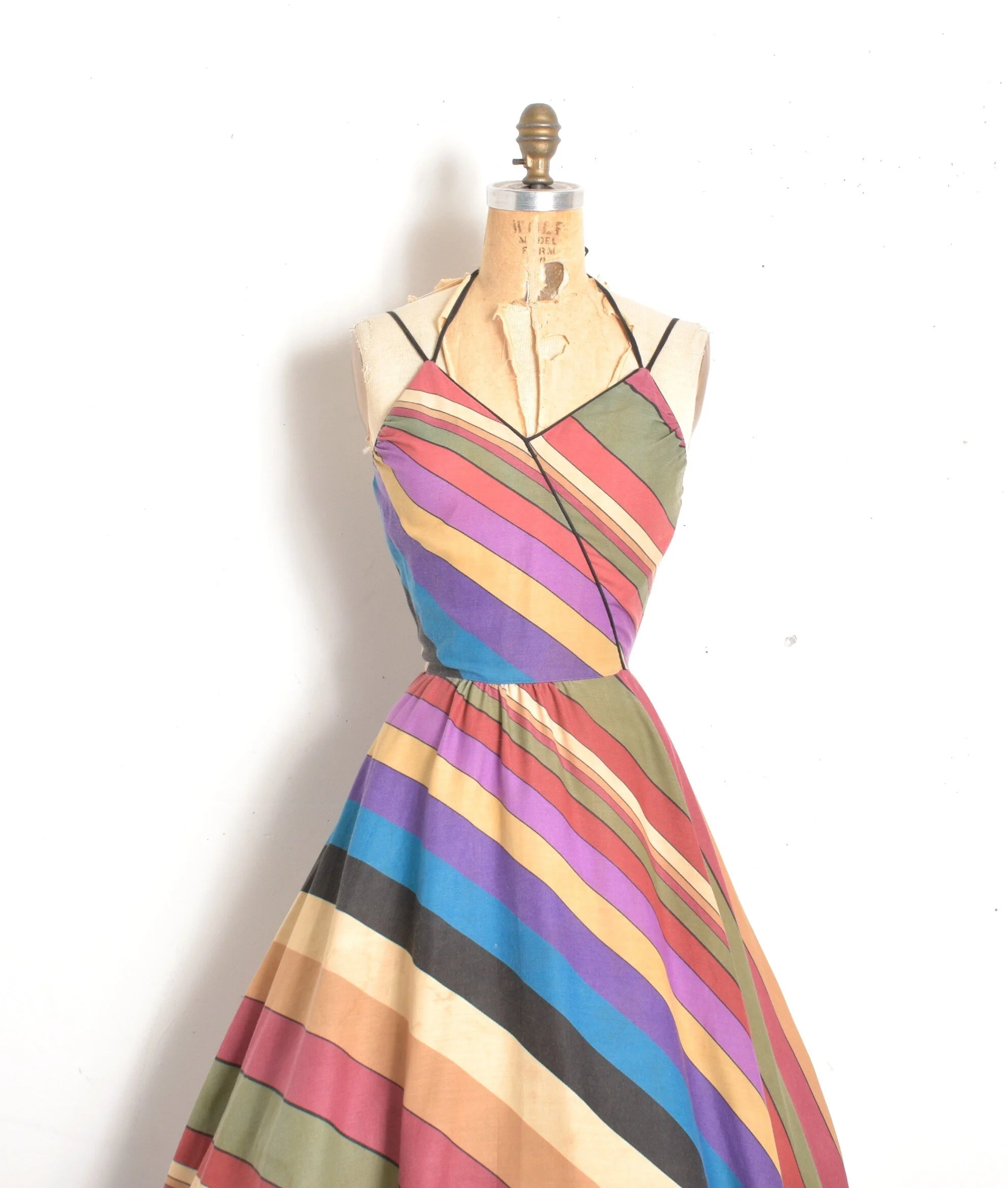 ワンピース 70s Pastel Striped Cotton Dress 70s Pastel Striped Cotton Dress
